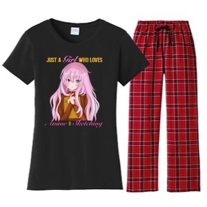 Just A Loves Anime And Sketching Women's Flannel Pajama Set