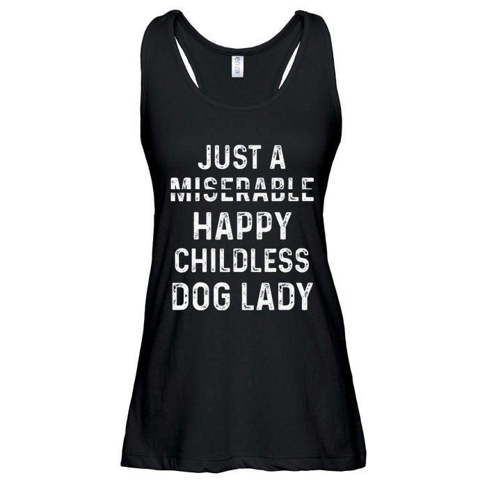 Just A Miserable Happy Childless Dog Lady Ladies Essential Flowy Tank