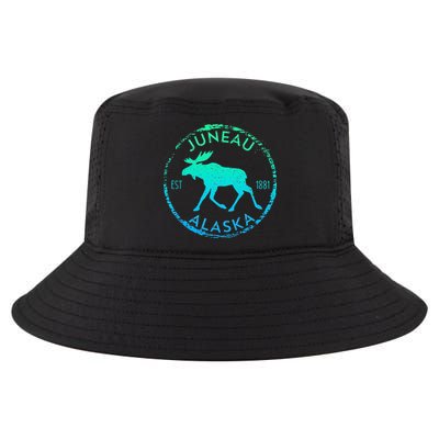 Juneau Alaska Moose Gradient Distressed Souvenir Cool Comfort Performance Bucket Hat