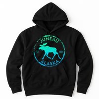 Juneau Alaska Moose Gradient Distressed Souvenir Hoodie