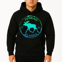 Juneau Alaska Moose Gradient Distressed Souvenir Hoodie