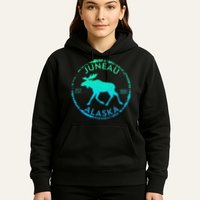 Juneau Alaska Moose Gradient Distressed Souvenir Hoodie
