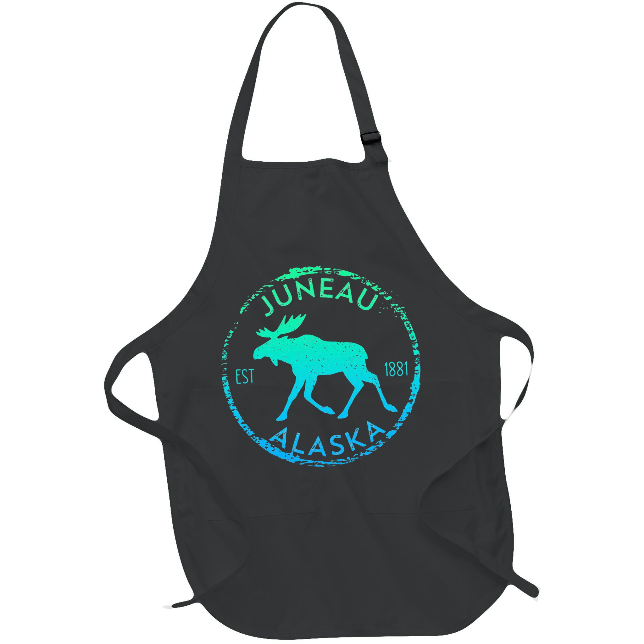 Juneau Alaska Moose Gradient Distressed Souvenir Apron