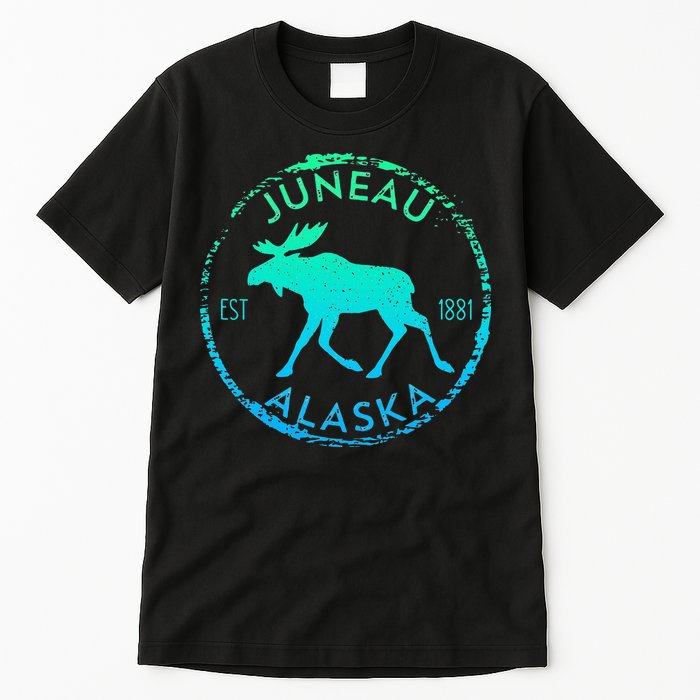 Juneau Alaska Moose Gradient Distressed Souvenir Tall T-Shirt