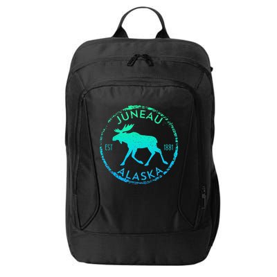Juneau Alaska Moose Gradient Distressed Souvenir City Backpack