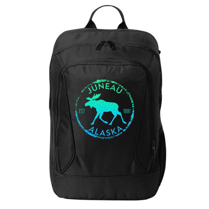 Juneau Alaska Moose Gradient Distressed Souvenir City Backpack