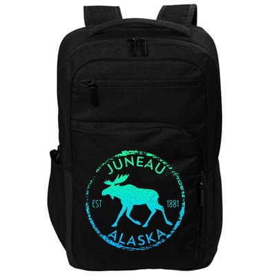 Juneau Alaska Moose Gradient Distressed Souvenir Impact Tech Backpack