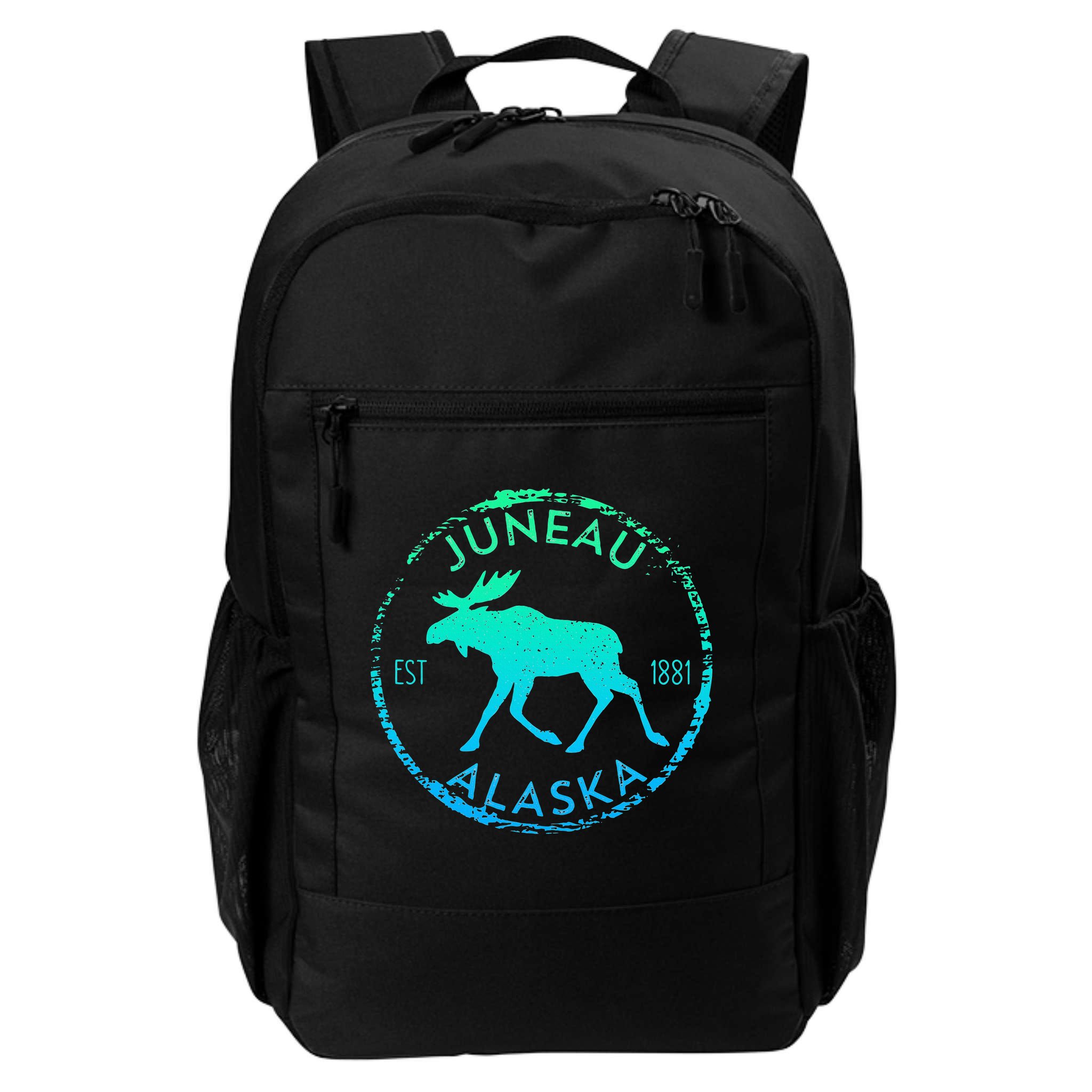 Juneau Alaska Moose Gradient Distressed Souvenir Backpack