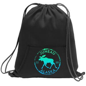 Juneau Alaska Moose Gradient Distressed Souvenir Sweatshirt Cinch Pack Bag