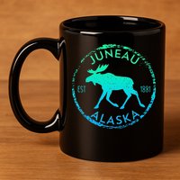 Juneau Alaska Moose Gradient Distressed Souvenir 11oz C Handle Ceramic Mug