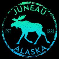 Juneau Alaska Moose Gradient Distressed Souvenir Flat Bill Trucker Hat