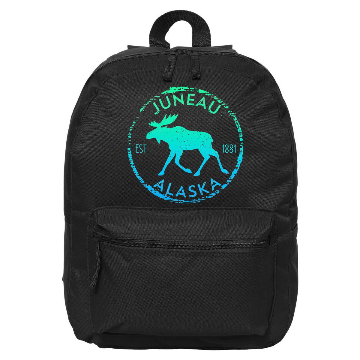 Juneau Alaska Moose Gradient Distressed Souvenir 16 in Basic Backpack