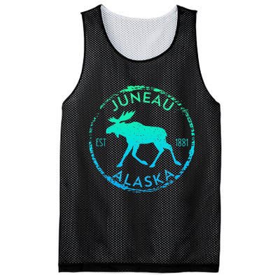 Juneau Alaska Moose Gradient Distressed Souvenir Mesh Reversible Basketball Jersey Tank
