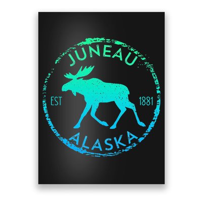 Juneau Alaska Moose Gradient Distressed Souvenir Poster