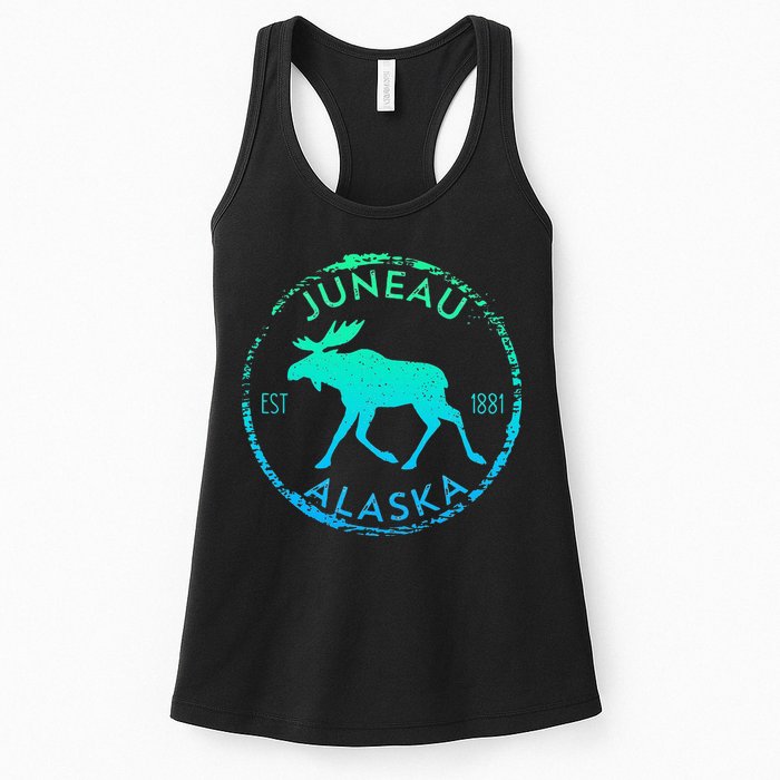Juneau Alaska Moose Gradient Distressed Souvenir Womens Tank Top