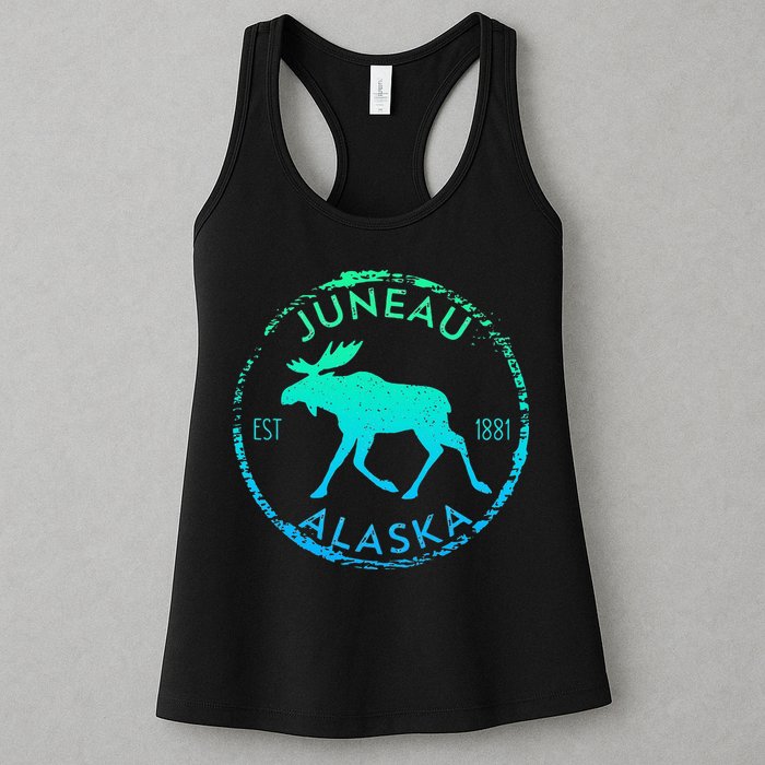 Juneau Alaska Moose Gradient Distressed Souvenir Womens Tank Top