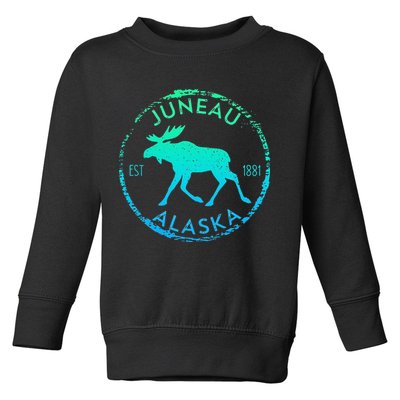 Juneau Alaska Moose Gradient Distressed Souvenir Toddler Sweatshirt