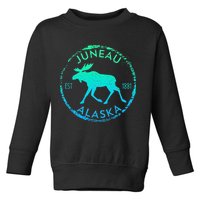 Juneau Alaska Moose Gradient Distressed Souvenir Toddler Sweatshirt