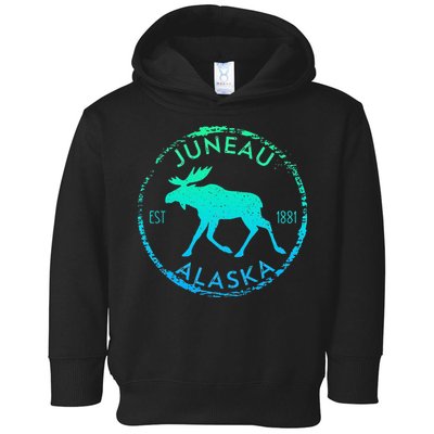 Juneau Alaska Moose Gradient Distressed Souvenir Toddler Hoodie