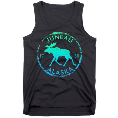 Juneau Alaska Moose Gradient Distressed Souvenir Tank Top