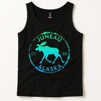 Juneau Alaska Moose Gradient Distressed Souvenir Tank Top