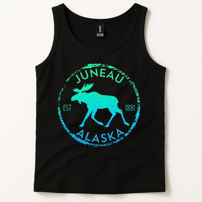 Juneau Alaska Moose Gradient Distressed Souvenir Tank Top