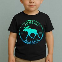 Juneau Alaska Moose Gradient Distressed Souvenir Toddler T-Shirt