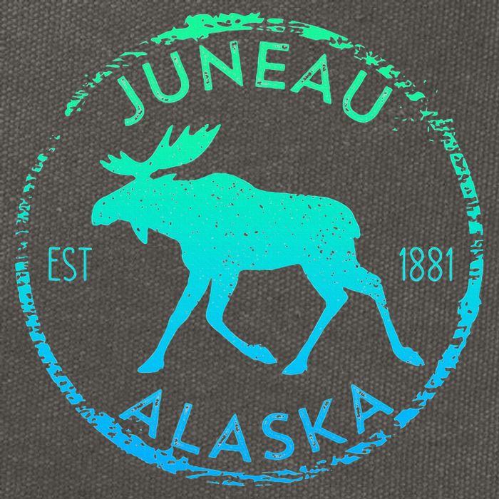 Juneau Alaska Moose Gradient Distressed Souvenir Cotton Canvas Backpack