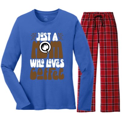 Just A Mom Who Loves Coffee Lover Best Mama Ever Mothers Day Gift Women's Long Sleeve Flannel Pajama Set 