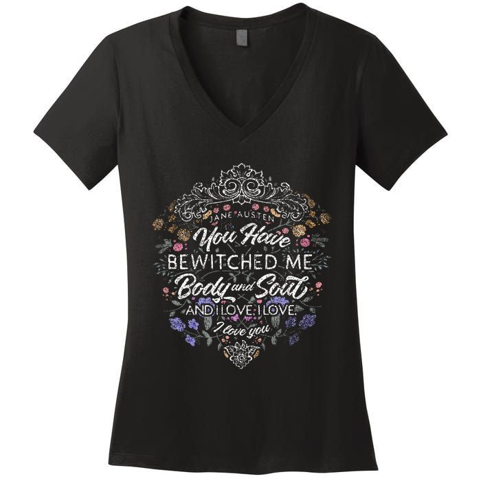 Jane Austen Merchandise Vintage Pride And Prejudice Women's V-Neck T-Shirt