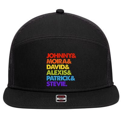 Johnny And Moira And David And Alexis 7 Panel Mesh Trucker Snapback Hat