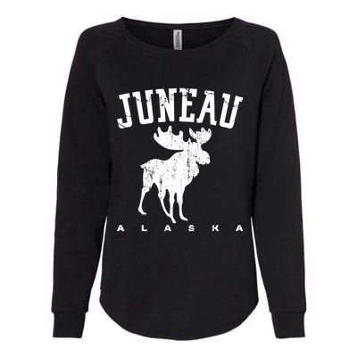 Juneau Alaska Moose Family Hiking Camping Trip Retro Vintage Gift Womens California Wash Sweatshirt