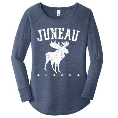 Juneau Alaska Moose Family Hiking Camping Trip Retro Vintage Gift Women's Perfect Tri Tunic Long Sleeve Shirt