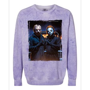 Jason And Myers Halloween Heart Hands Horror Character Colorblast Crewneck Sweatshirt