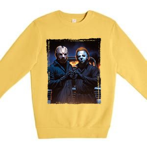 Jason And Myers Halloween Heart Hands Horror Character Premium Crewneck Sweatshirt