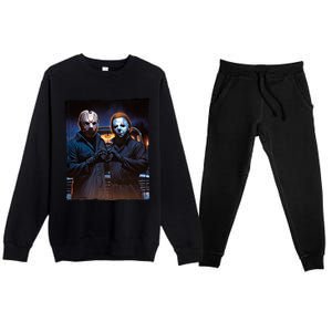 Jason And Myers Halloween Heart Hands Horror Character Premium Crewneck Sweatsuit Set