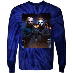 Jason And Myers Halloween Heart Hands Horror Character Tie-Dye Long Sleeve Shirt