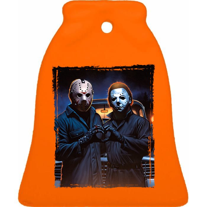 Jason And Myers Halloween Heart Hands Horror Character Ceramic Bell Ornament