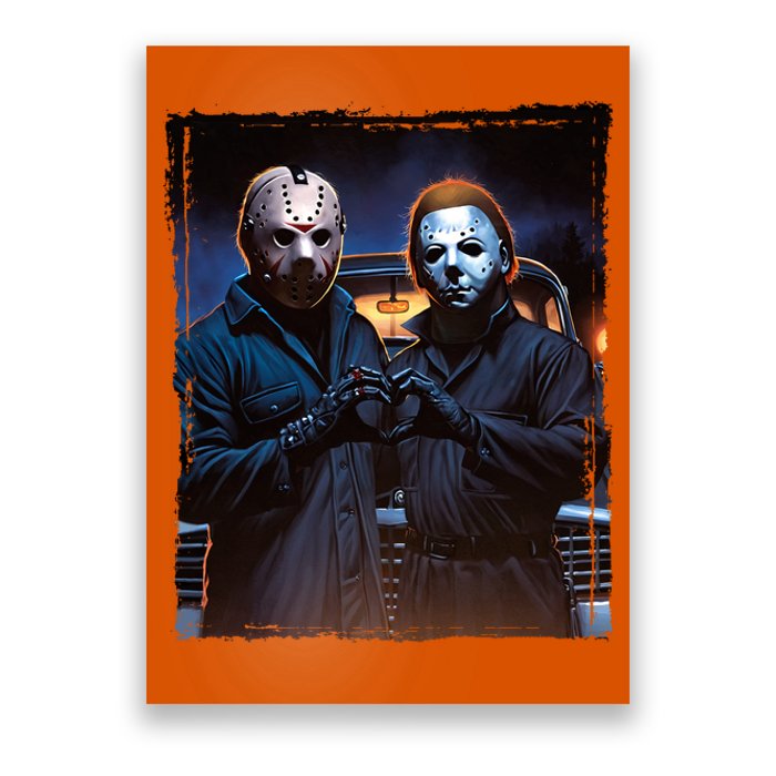 Jason And Myers Halloween Heart Hands Horror Character Poster