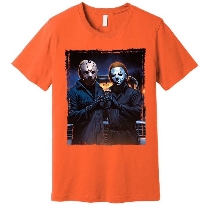 Jason And Myers Halloween Heart Hands Horror Character Premium T-Shirt