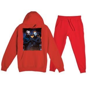 Jason And Myers Halloween Heart Hands Horror Character Premium Hooded Sweatsuit Set