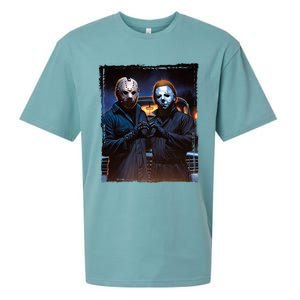 Jason And Myers Halloween Heart Hands Horror Character Sueded Cloud Jersey T-Shirt