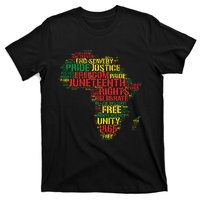 Junenth Africa Map Words June 19th 1865 Men Women Kids T-Shirt