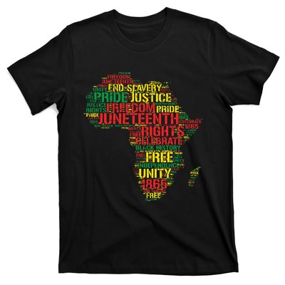 Junenth Africa Map Words June 19th 1865 Men Women Kids T-Shirt