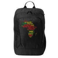 Junenth Africa Map Words June 19th 1865 Men Women Kids City Backpack