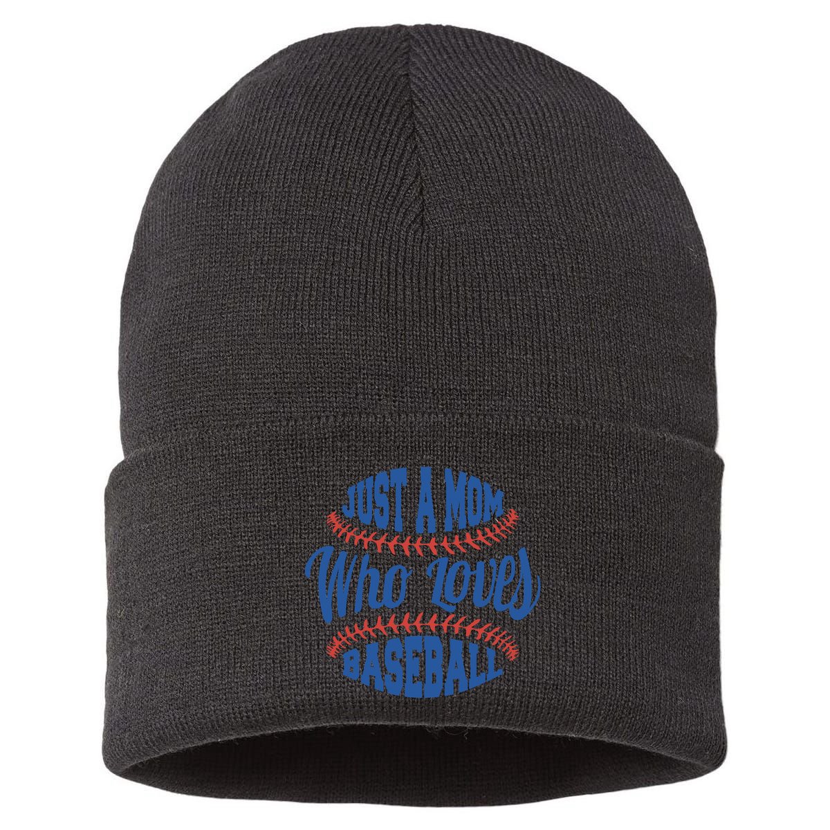 Just A Mom Who Loves Baseball Sustainable Knit Beanie