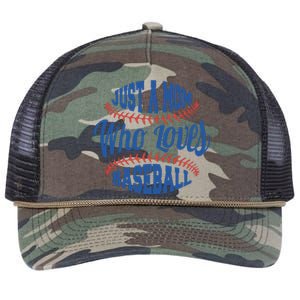 Just A Mom Who Loves Baseball Retro Rope Trucker Hat Cap