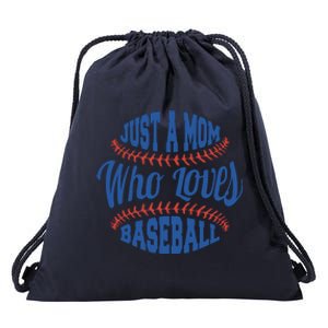 Just A Mom Who Loves Baseball Drawstring Bag