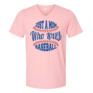 Just A Mom Who Loves Baseball V-Neck T-Shirt