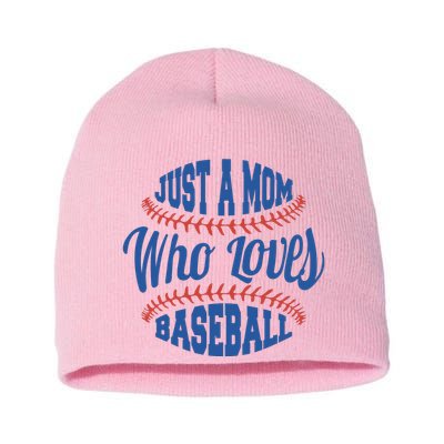 Just A Mom Who Loves Baseball Short Acrylic Beanie